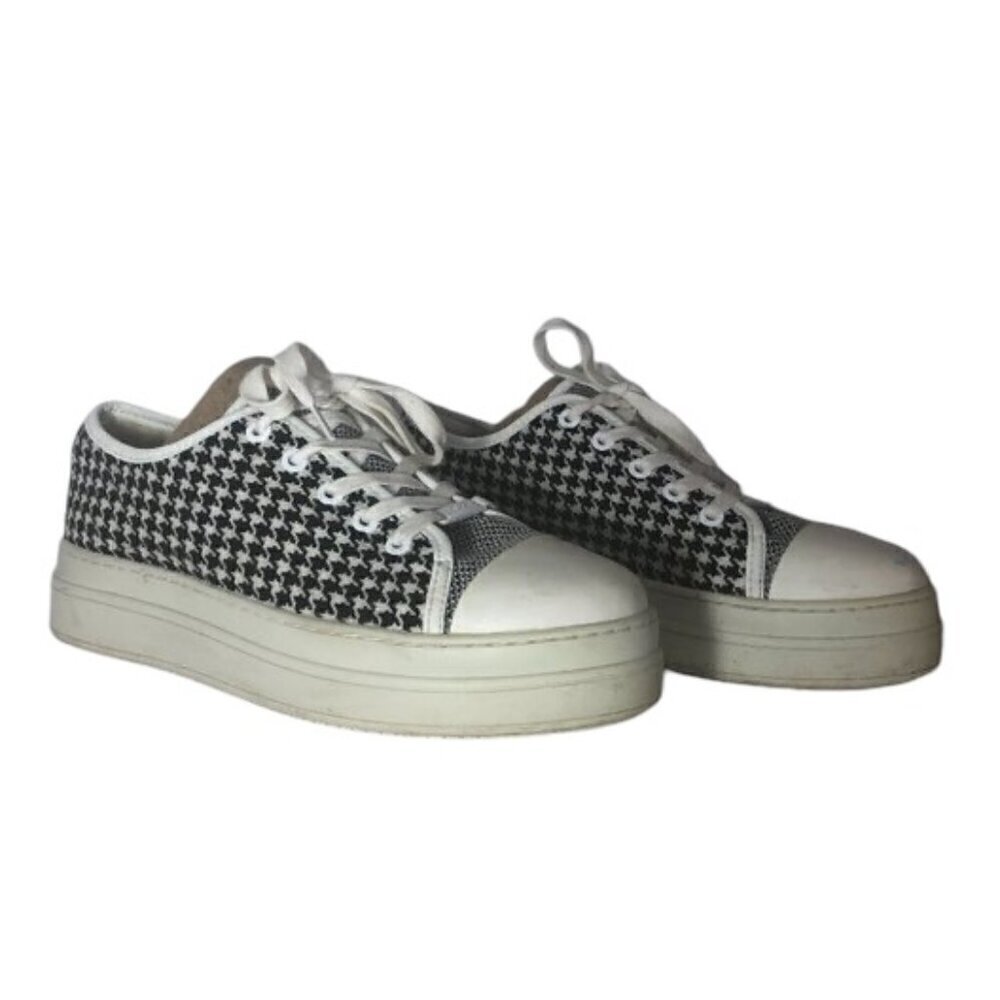 J/SLIDES NYC Nate Sneakers Women's Size 8.5 Black Houndstooth Platform Shoes
